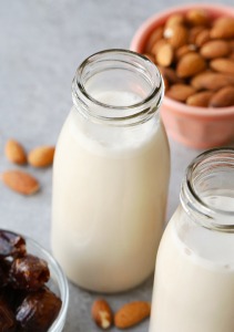 homemade almond milk in jars