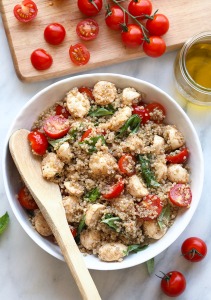 caprese quinoa salad in a bowl