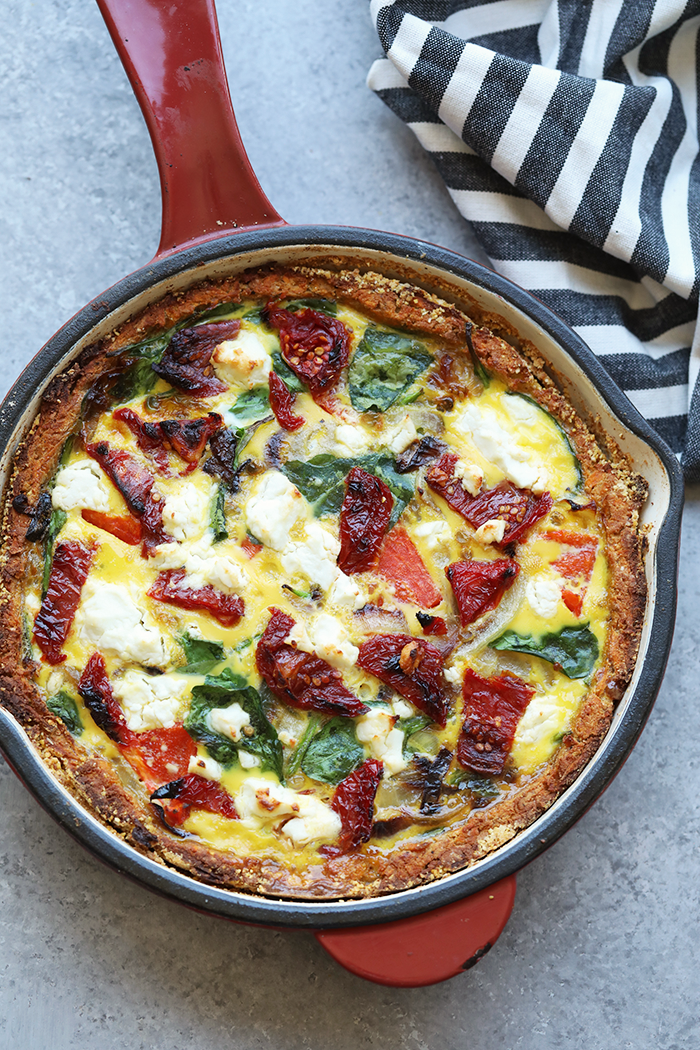 sweet potato crust quiche in pan