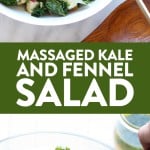 This massaged fennel and kale salad with lemon vinaigrette is the absolute perfect salad. All you have to do is massage your kale, chop your ingredients, and toss it with your vinegarette! It is a great salad for meal-prep throughout the week. Trust me, you'll never look at kale the same way again!