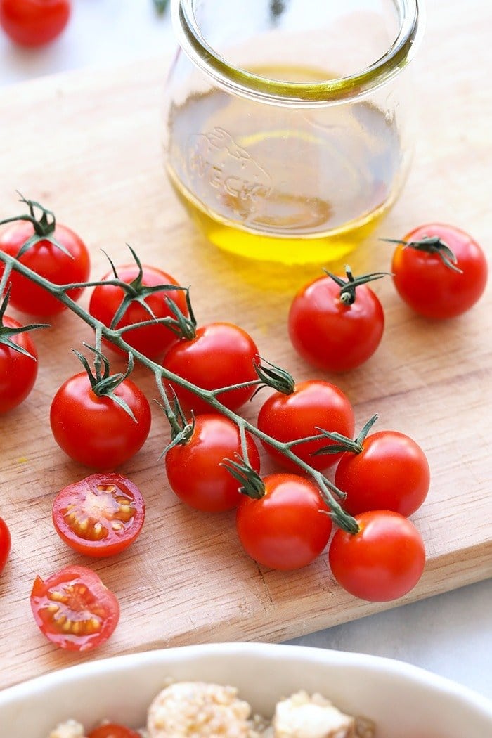 fresh cherry tomatoes for caprese quinoa salad