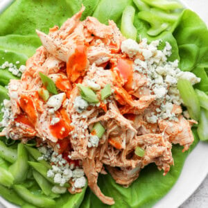 Buffalo chicken in lettuce wraps.