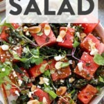 A plate of grilled kale and watermelon salad