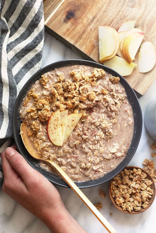 apple cinnamon overnight oats in a bowl