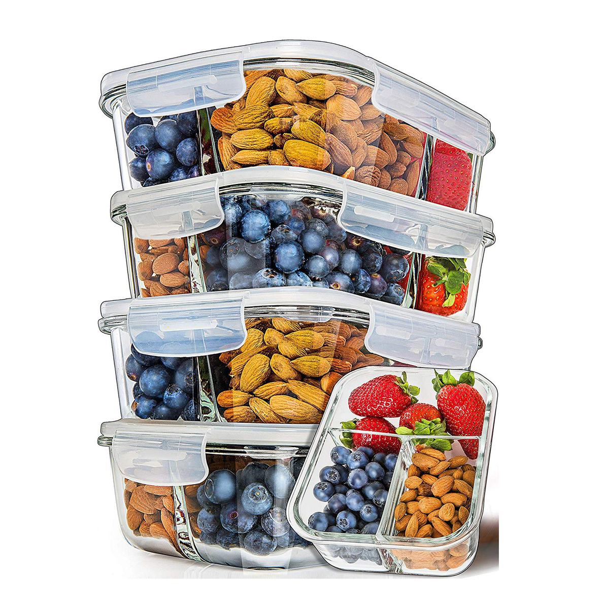 Glass meal prep containers