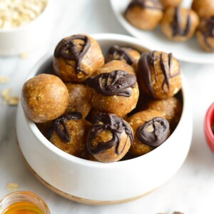 bowl of peanut butter energy balls