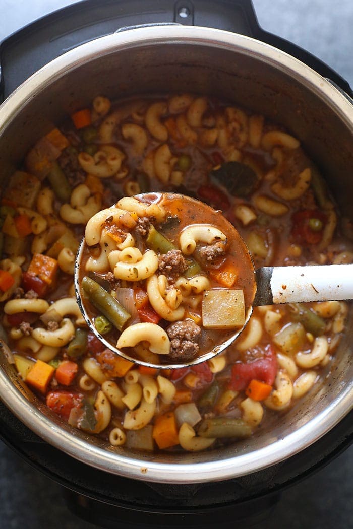 Finished hamburger soup in the Instant Pot