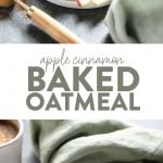 Give your favorite baked oatmeal recipe a fall twist with this amazing Apple Cinnamon Baked Oatmeal. This recipe is made with rolled oats, shredded apples, cinnamon, and a little maple syrup for good measure.