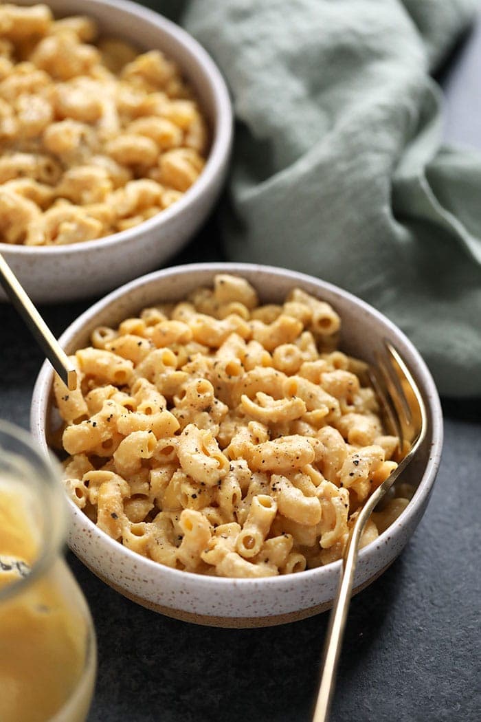 vegan mac and cheese in a bowl