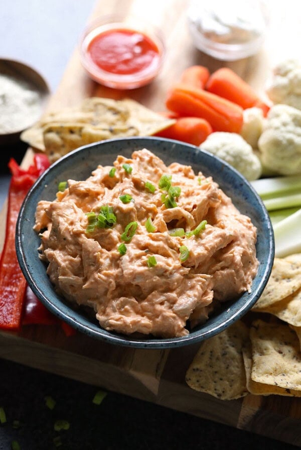 Bowl of buffalo chicken dip