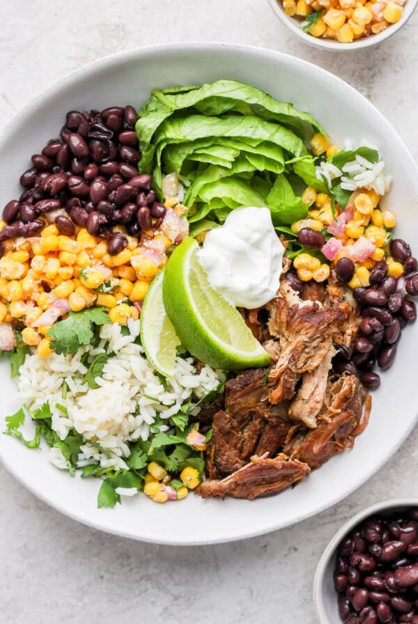 burrito bowl in glass container