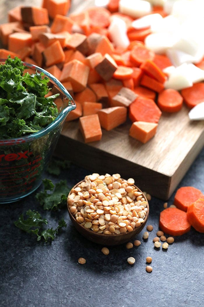 Split peas and sweet potato.