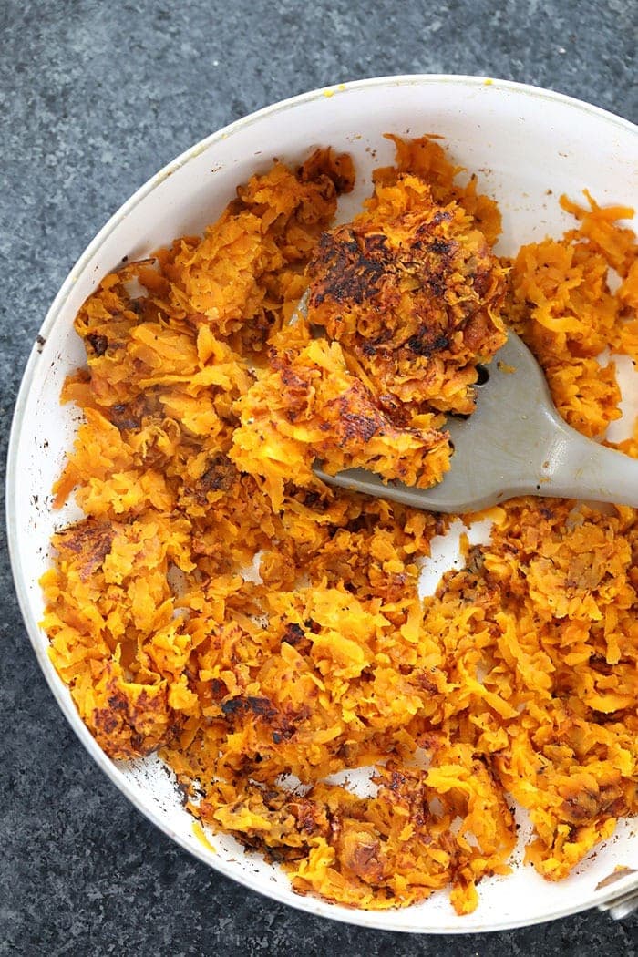 Sweet Potato Hash Browns in Pan