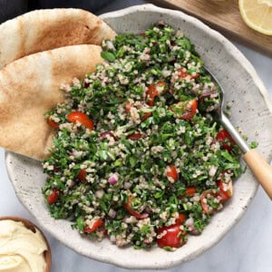 A bowl of quinoa tabouli.