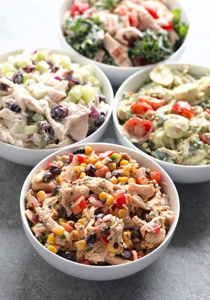 4 healthy chicken salad recipes.