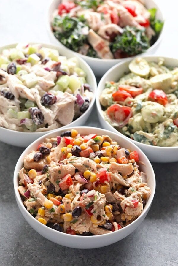 chicken salad in bowls.