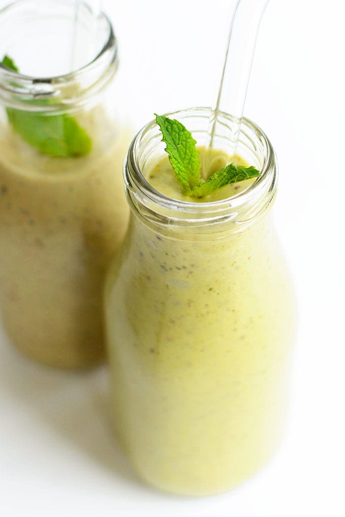 A photo of an avocado banana smoothie