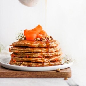 healthy carrot cake pancakes on a plate