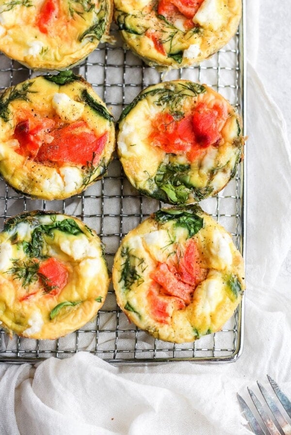 breakfast frittatas on tray.