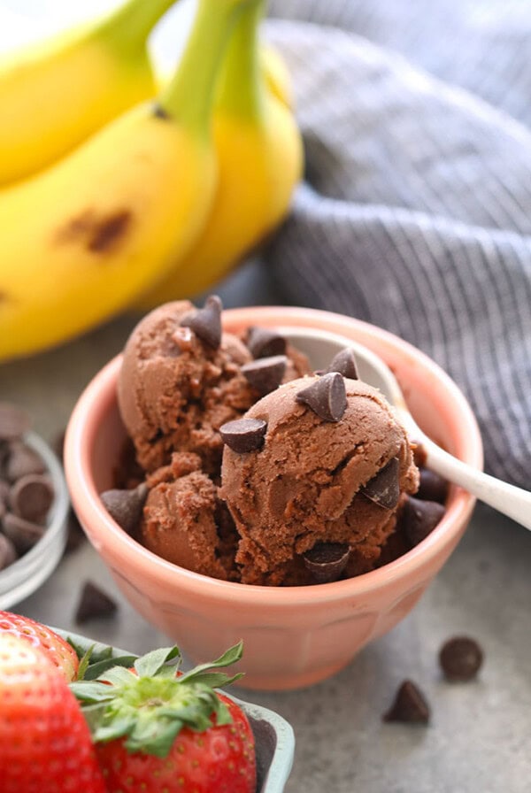 healthy chocolate ice cream in a bowl