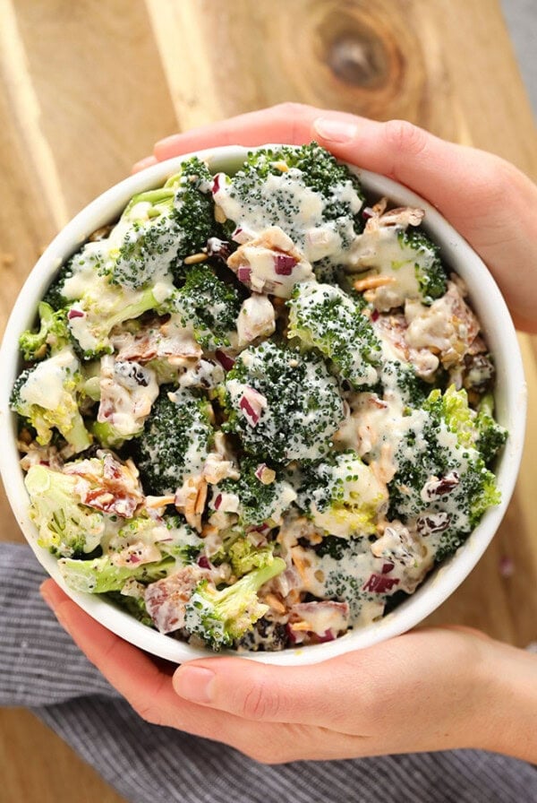 healthy broccoli salad with bacon