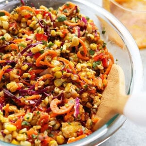 corn salad in bowl.