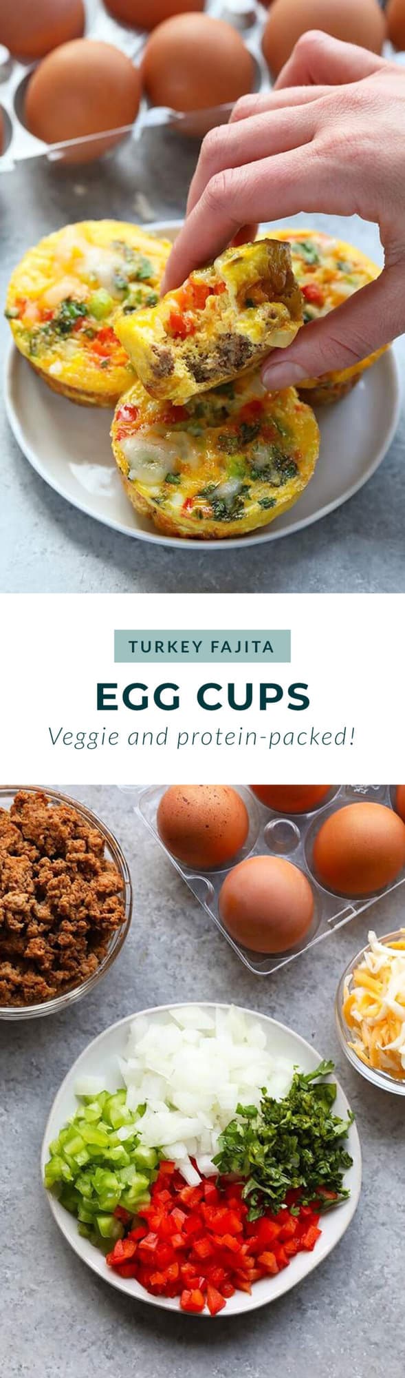 hand holding turkey fajita egg cups