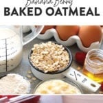 Berry-infused banana oatmeal baked to perfection.