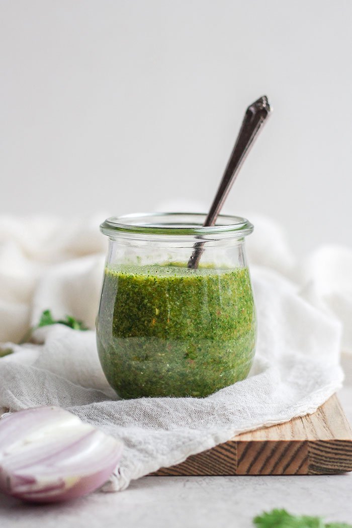 chimichurri sauce recipe in a jar