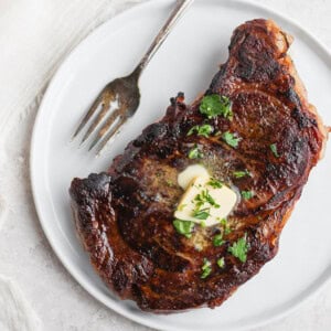 sous vide steak with butter on top