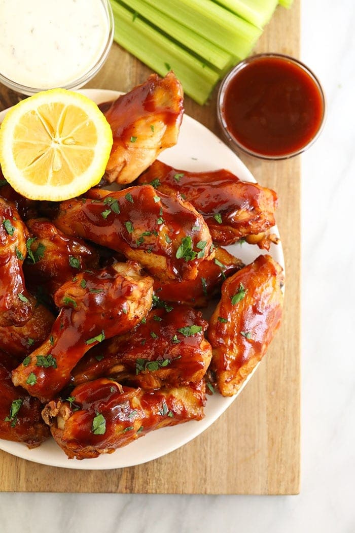 bbq crockpot wings on a plate