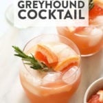 Honey-infused Greyhound cocktail with grapefruit and rosemary.