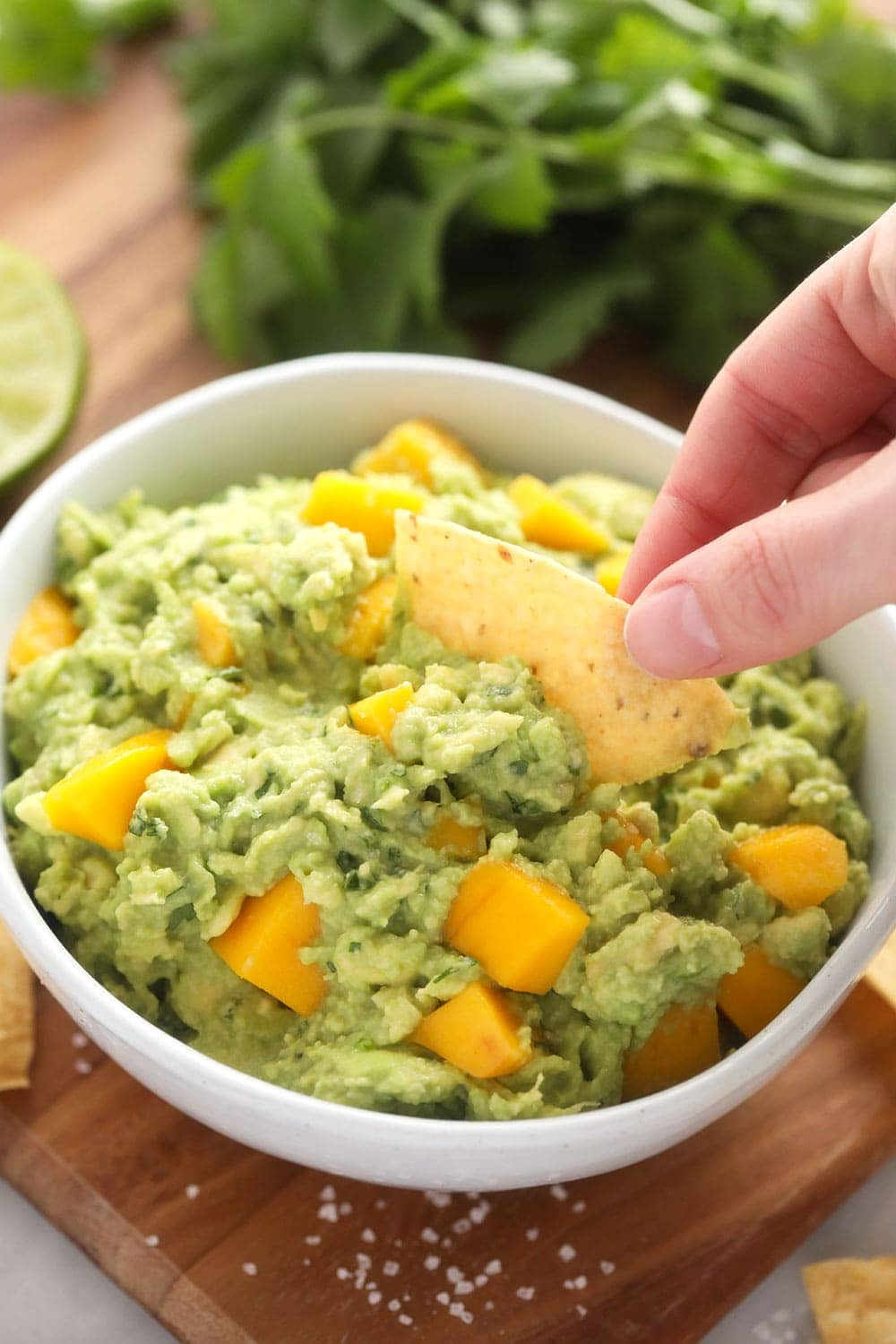 mango guacamole with chip