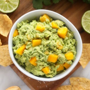 mango guacamole in bowl