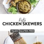 Pesto chicken skewers.