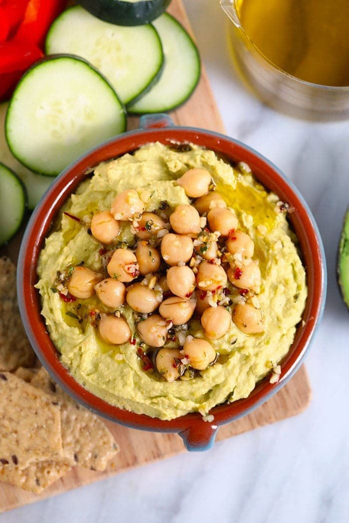 Avocado hummus in a bowl