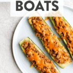 taco zucchini boats on a plate