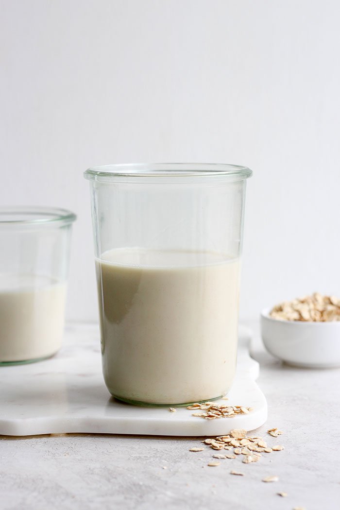 oat milk in a glass