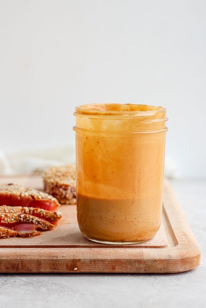 Almond dressing in a jar