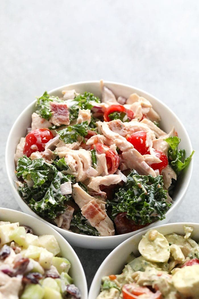 healthy BLT chicken salad in a bowl