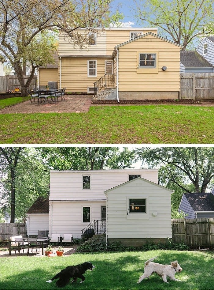 white painted siding before and after