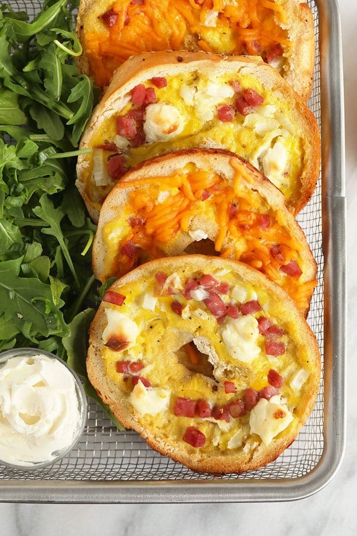 bagel quiche in a basket