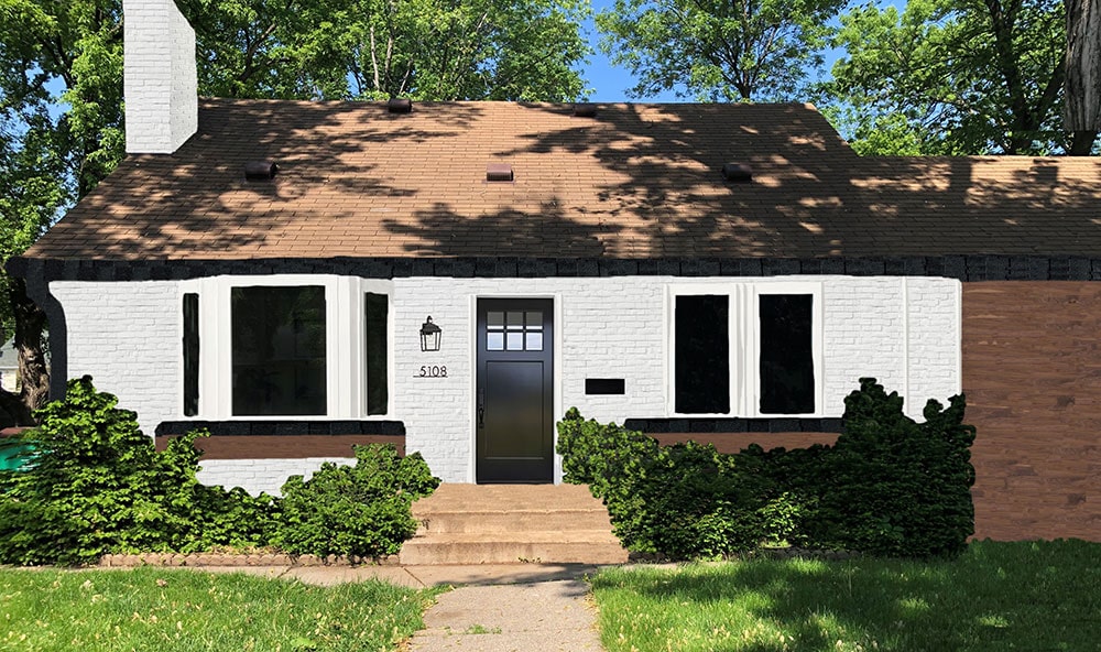 white painted brick house