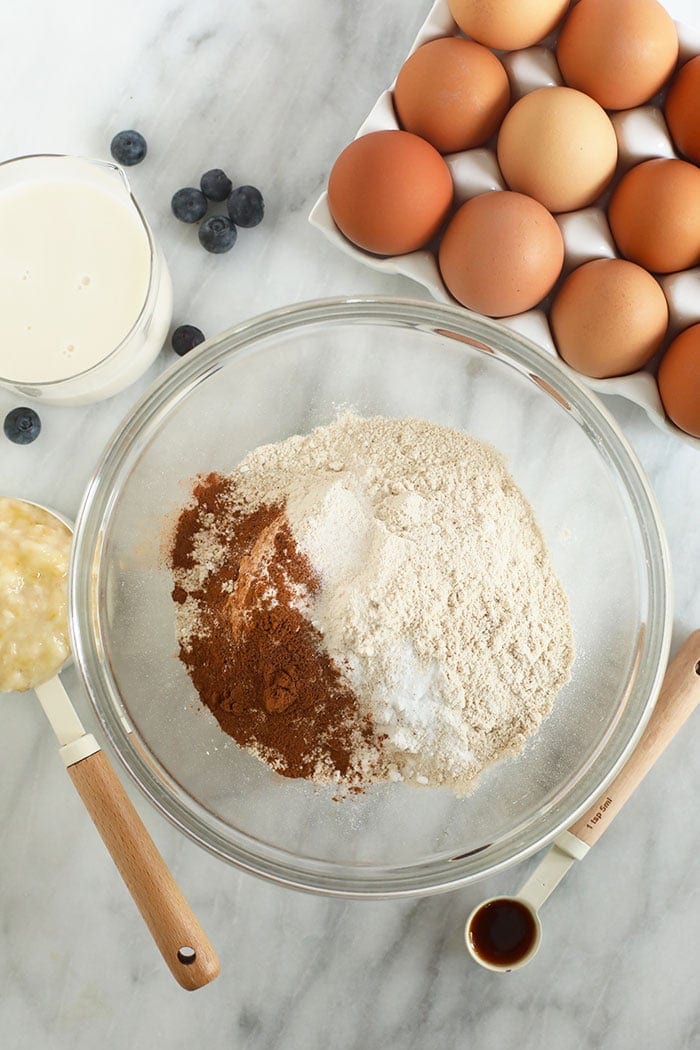 banana pancake muffin batter in a bowl