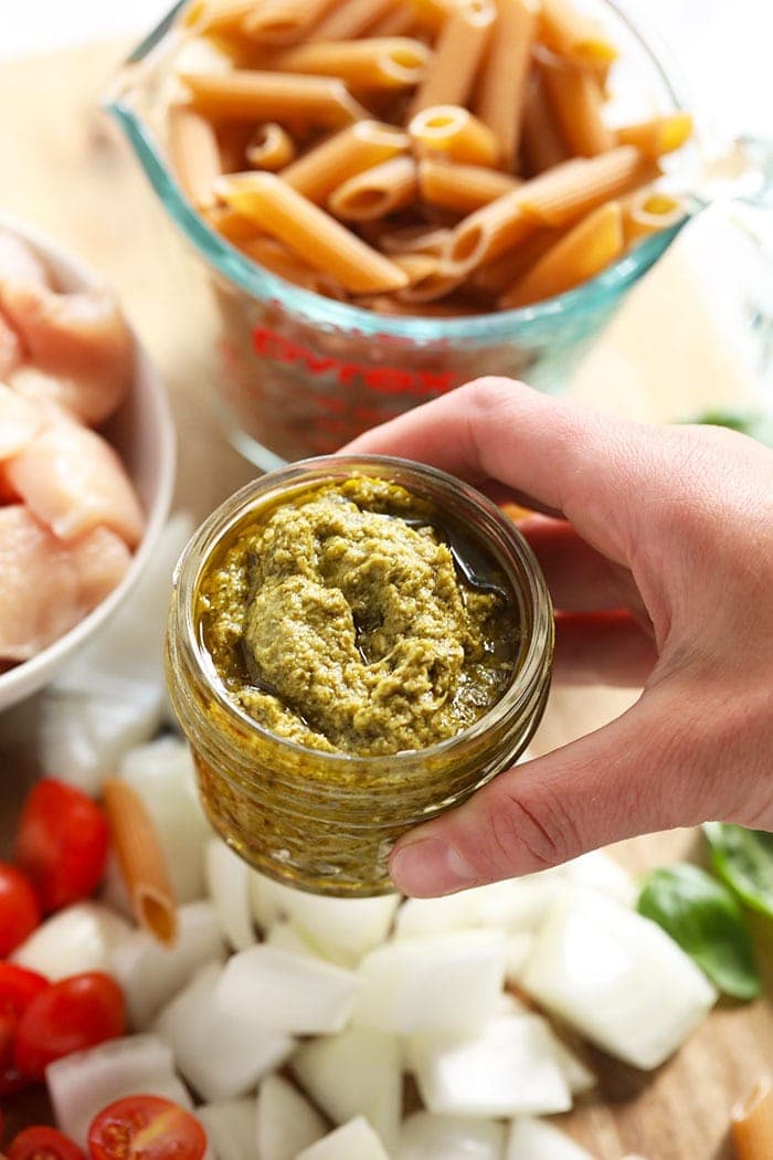 Pesto in a jar.