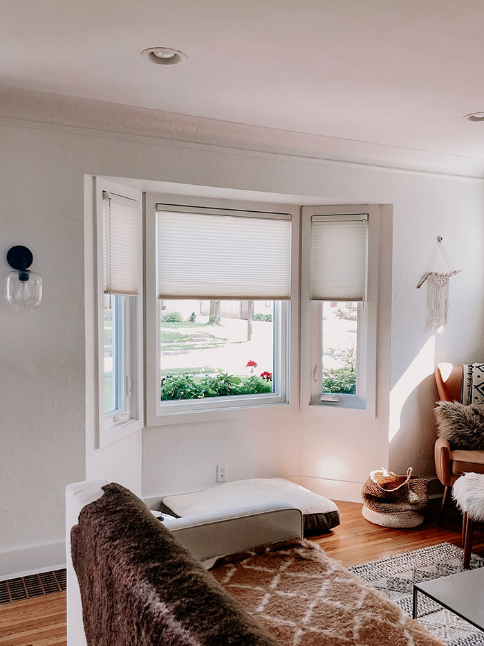 bay window with custom window treatments