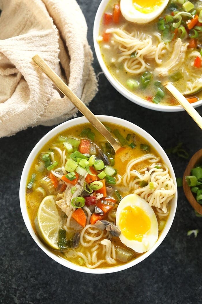 chicken noodle soup in a bowl