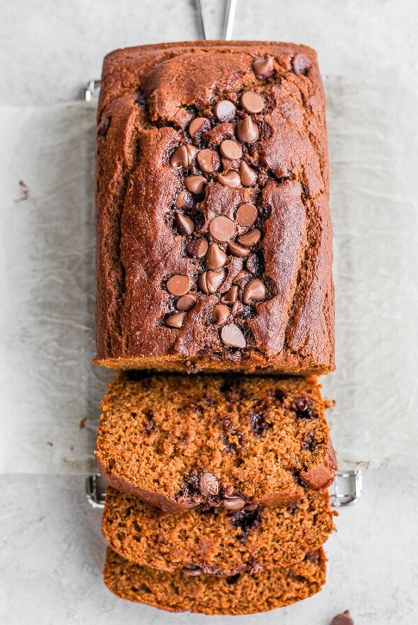 healthy pumpkin bread loaf sliced