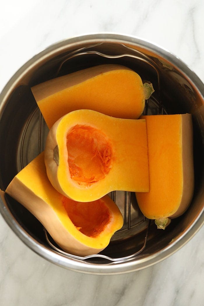 butternut squash halves in an Instant Pot