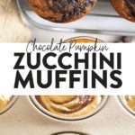 Muffins filled with chocolate, pumpkin, and zucchini baked in tin.